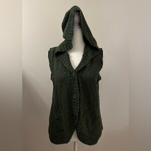 Woolrich Dark Green Hooded Cardigan Vest